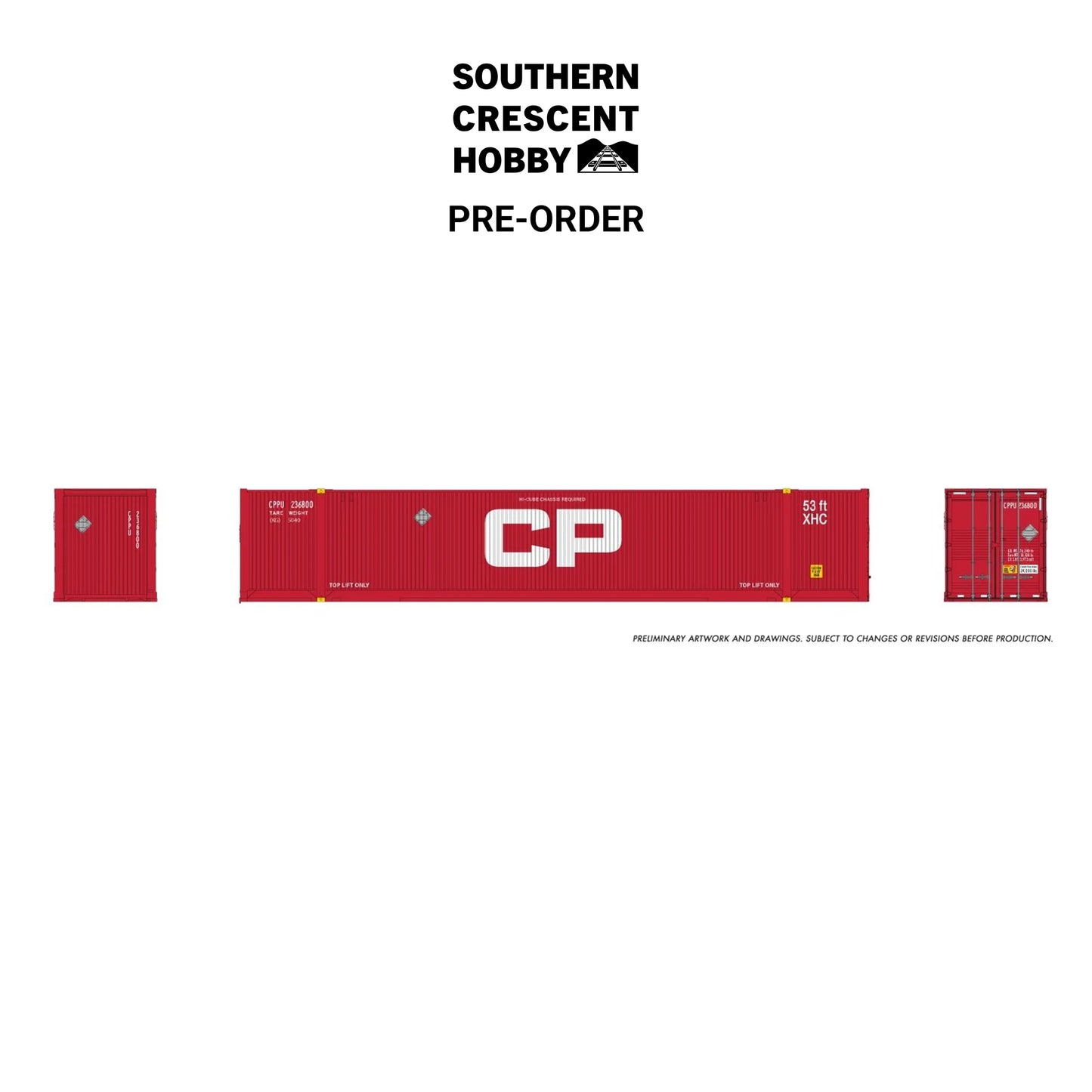 [PREORDER] Rapido 1141001 HO 53' Outside-Braced Container 2-Pack, Canadian Pacific - Red