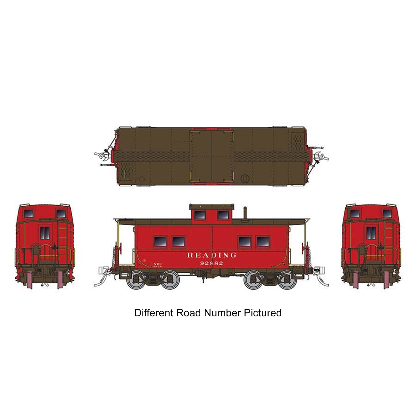 Rapido 144016 HO Northeastern Caboose, Reading #92834 (As Delivered Scheme)