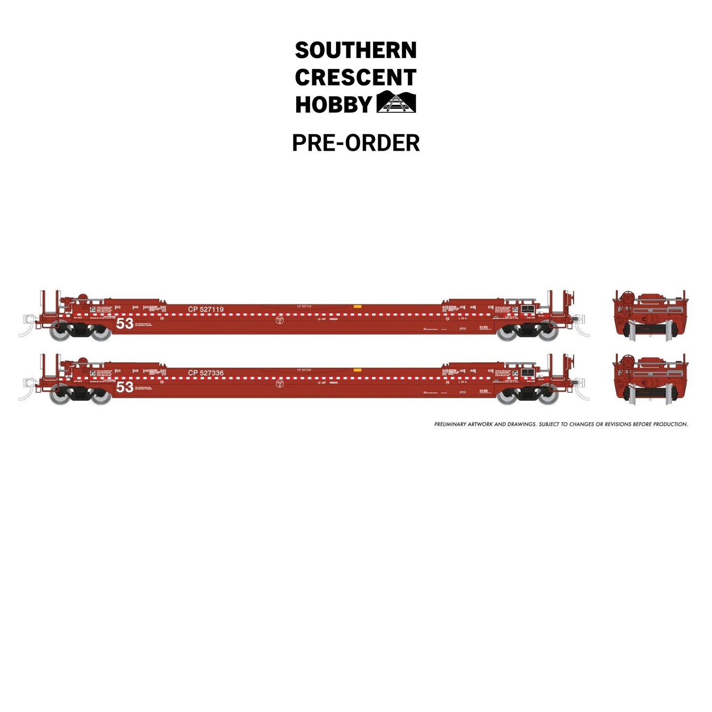 [PREORDER] Rapido 1132502A HO 53' Husky-Stack Well Car Only, 2-Pack Canadian Pacific #2