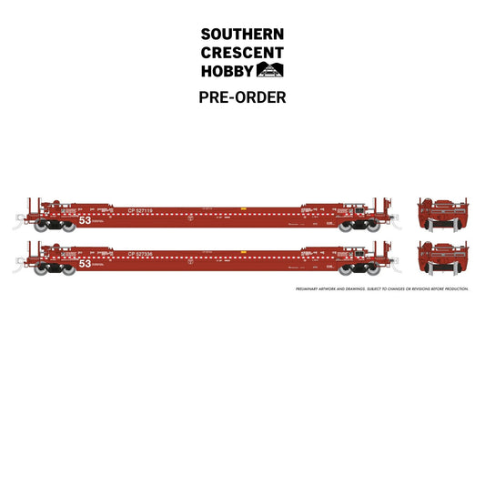 [PREORDER] Rapido 1132502A HO 53' Husky-Stack Well Car Only, 2-Pack Canadian Pacific #2