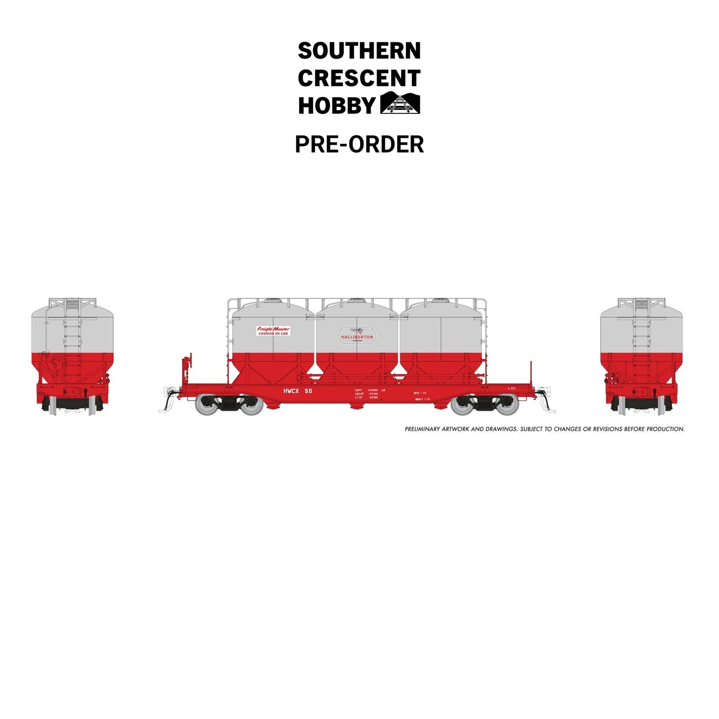 [PREORDER] Rapido 224001A HO Halliburton Pneumatic Rail Car (Single), 1960s Era Scheme