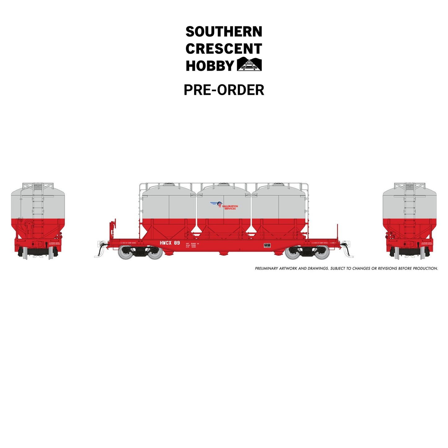[PREORDER] Rapido 224003A HO Halliburton Pneumatic Rail Car (Single), 1980s Era Scheme
