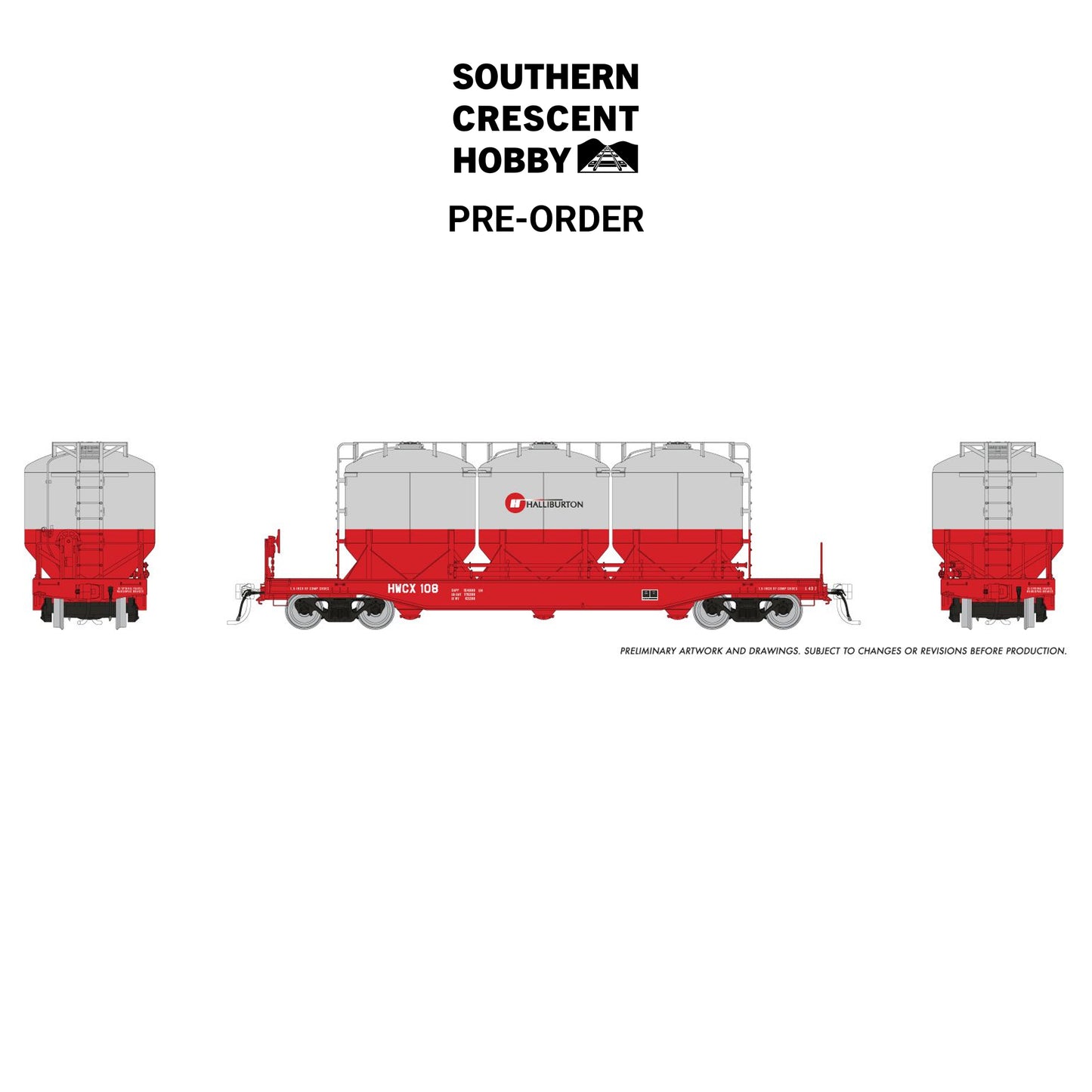 [PREORDER] Rapido 224004A HO Halliburton Pneumatic Rail Car (Single), 1990s Era Scheme