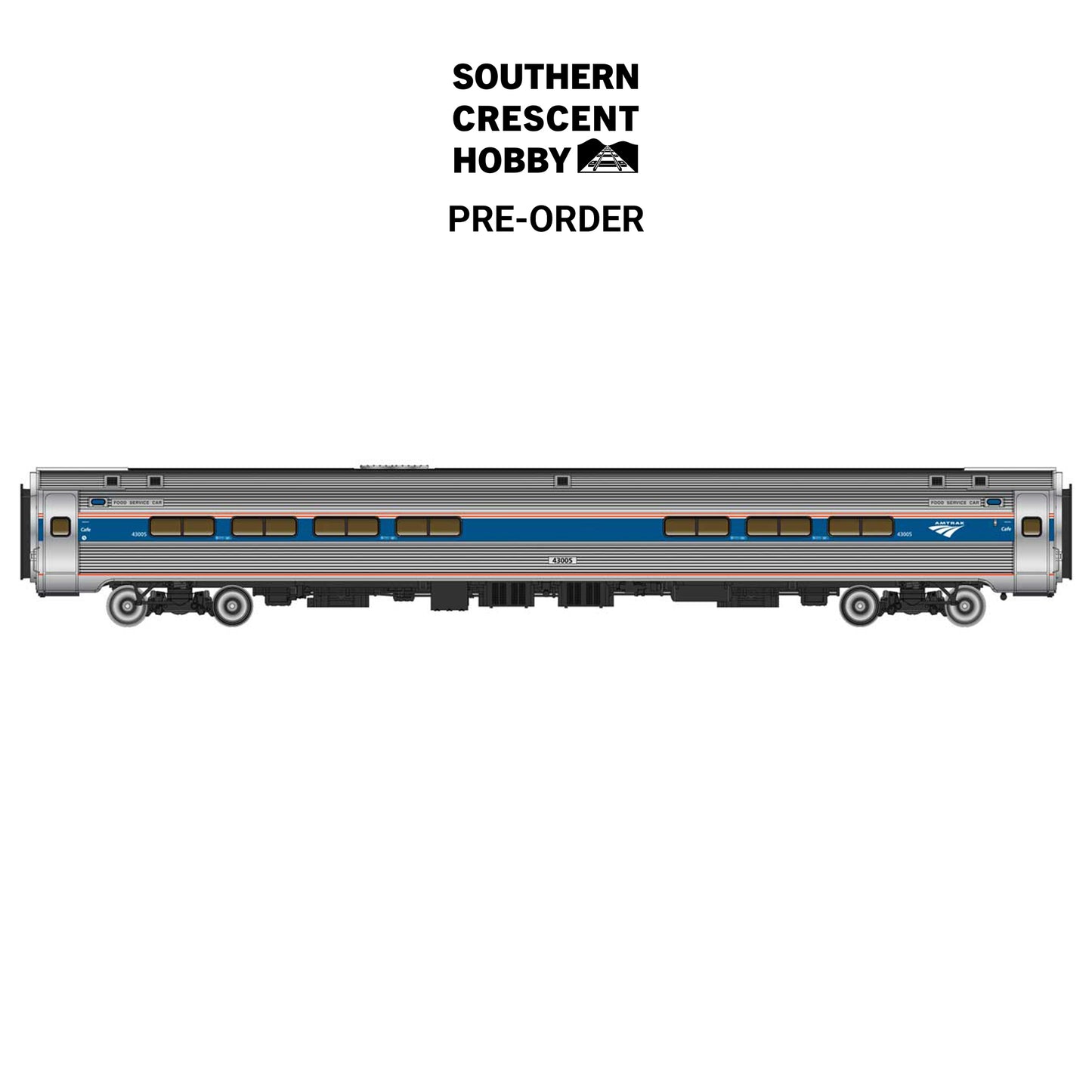 [PREORDER] WalthersProto 920-11250 HO 85' Amfleet I Amcafe, Amtrak Phase VI #43005