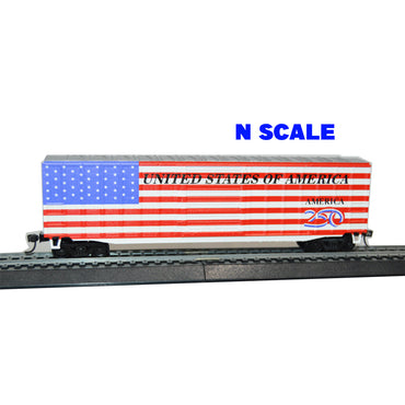 Value Trains USA N10114 - N Box Car, USA 250 Flag Scheme