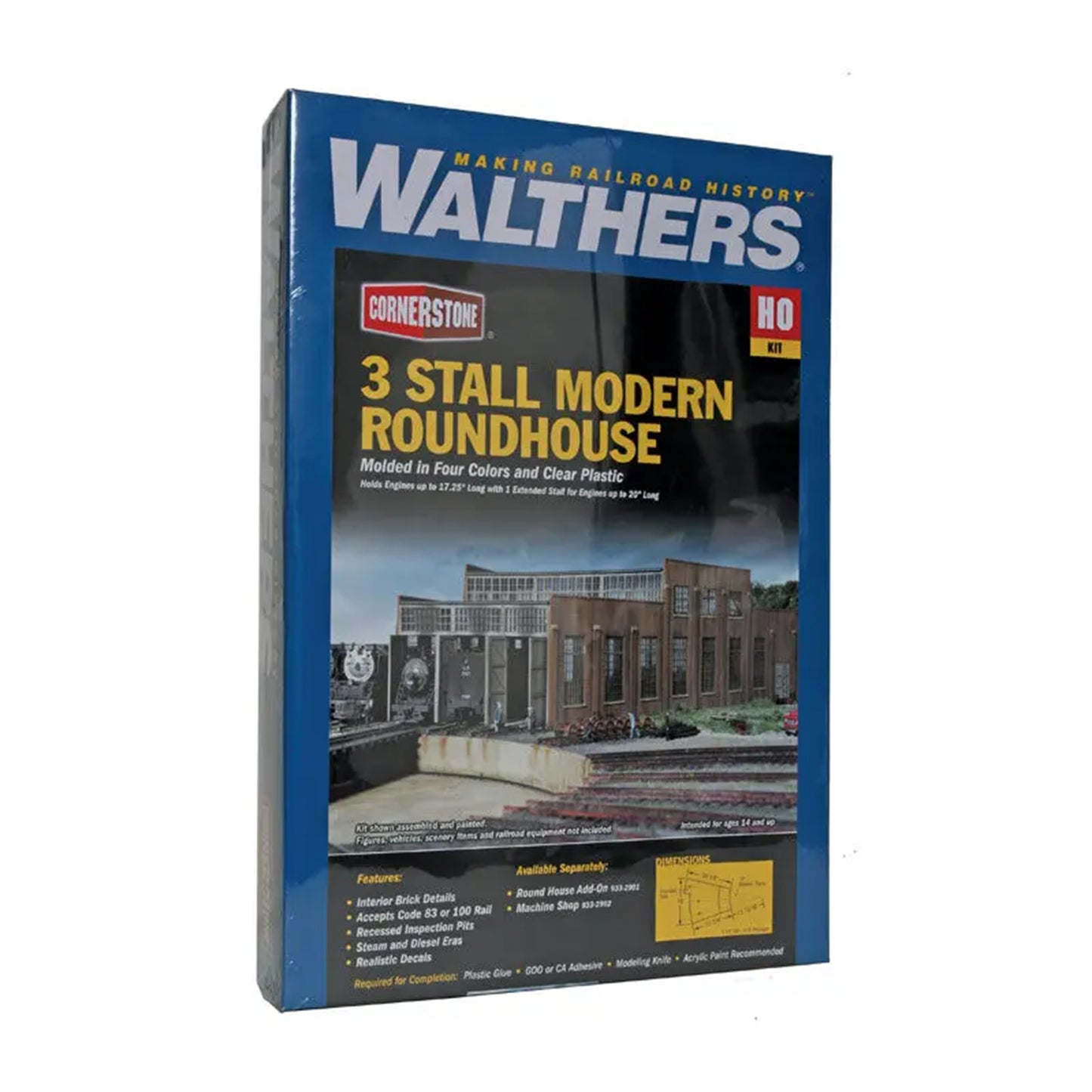 Walthers Cornerstone 933-2900 HO 3-Stall Modern Roundhouse Kit
