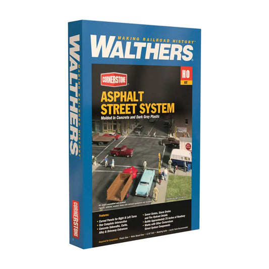 Walthers Cornerstone 933-3194 HO Asphalt Street System Kit - Complete Intersection Set