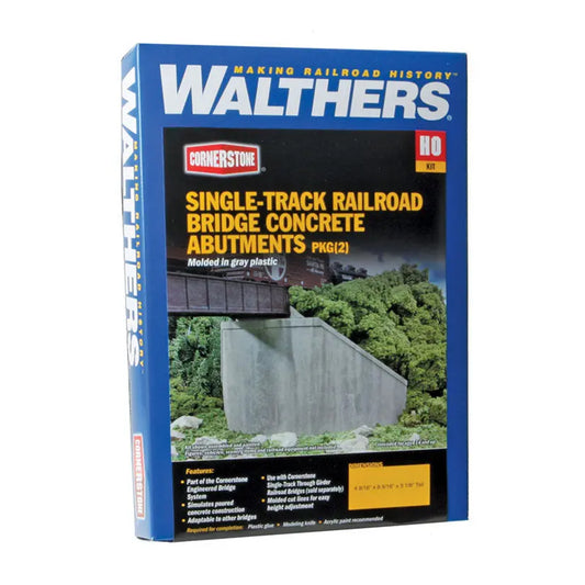 Walthers Cornerstone 933-4551 HO Single-Track Railroad Bridge Concrete Abutments (2pk)