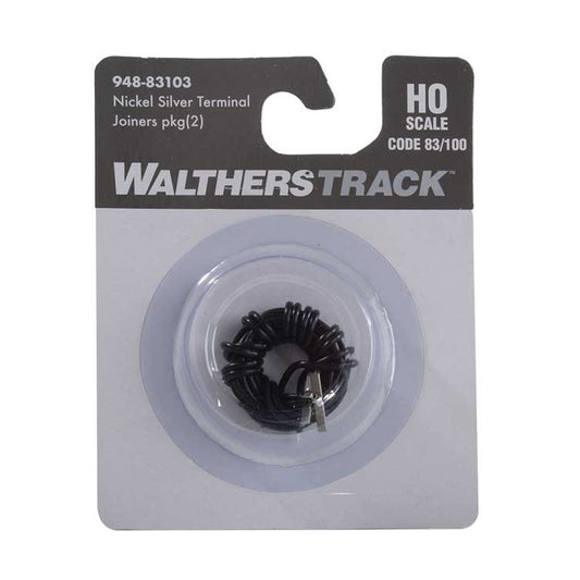 WalthersTrack 948-83103 HO Code 83/Code 100 Terminal Rail Joiners, Nickel Silver 2pk