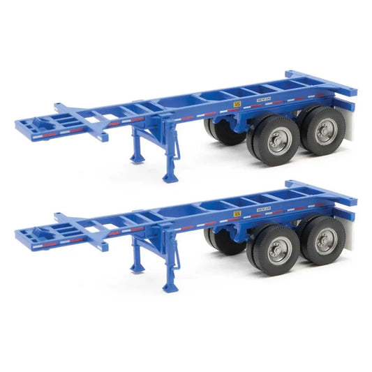 Walthers SceneMaster 949-4501 HO 20' Container Chassis, Blue 2pk