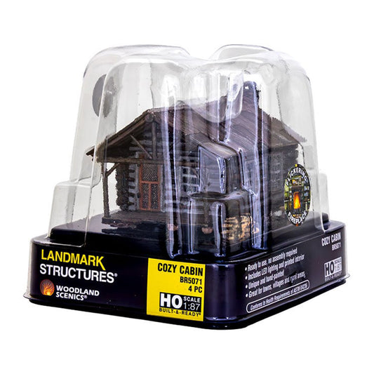 Woodland Scenics Landmark Structures BR5071 HO Cozy Cabin - Assembled w/ LED Lighting