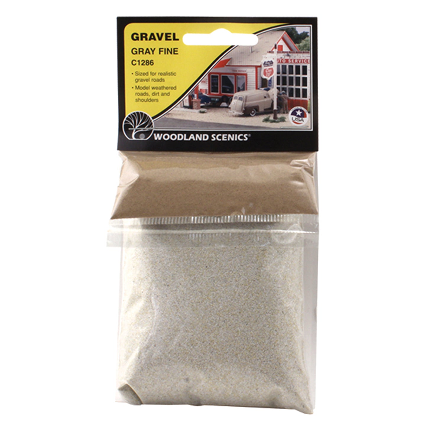 Woodland Scenics C1286 Gravel, Gray Fine w/ Accent Powder