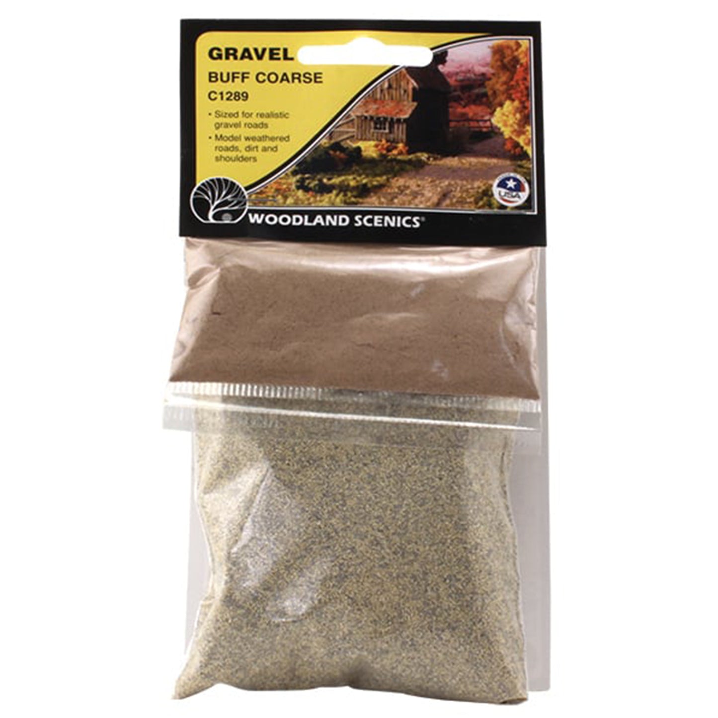 Woodland Scenics C1289 Gravel, Buff Coarse w/ Accent Powder