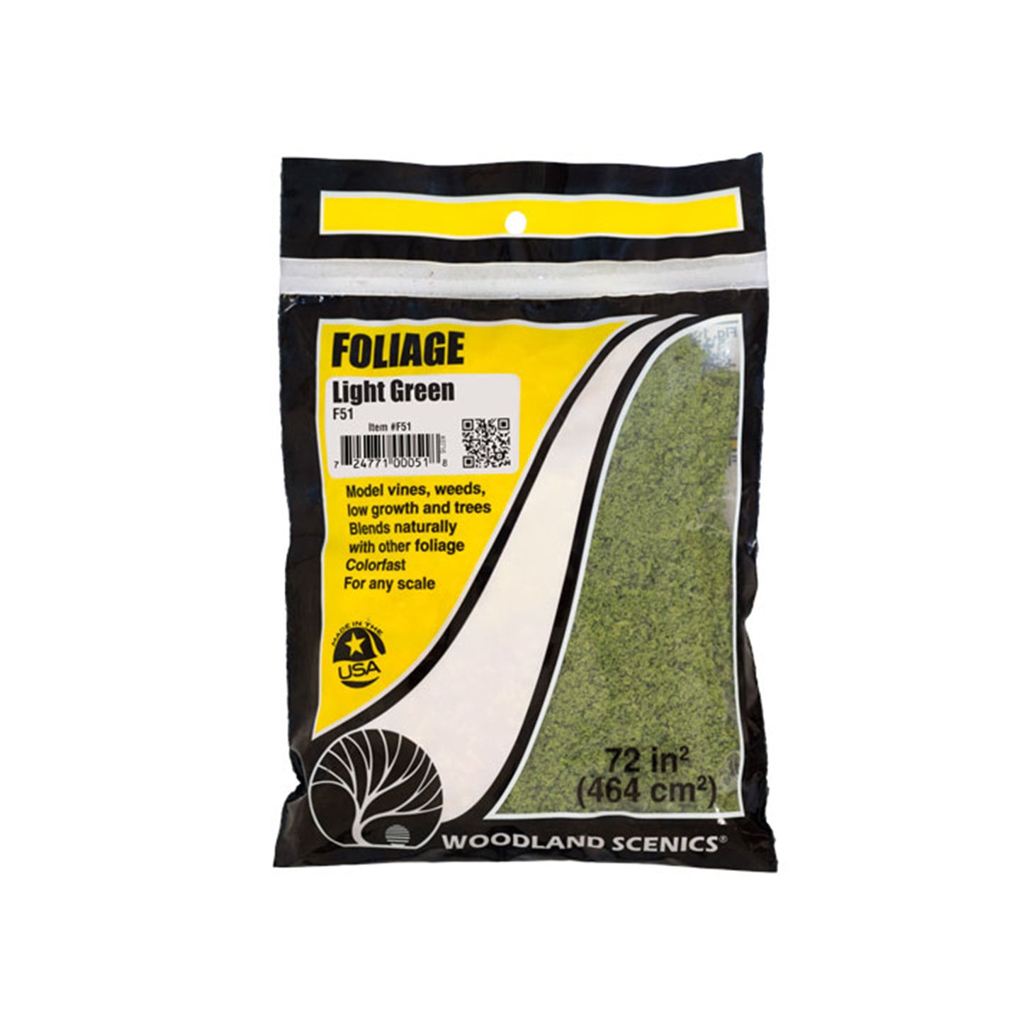 Woodland Scenics F51 Foliage, Light Green 72 in²