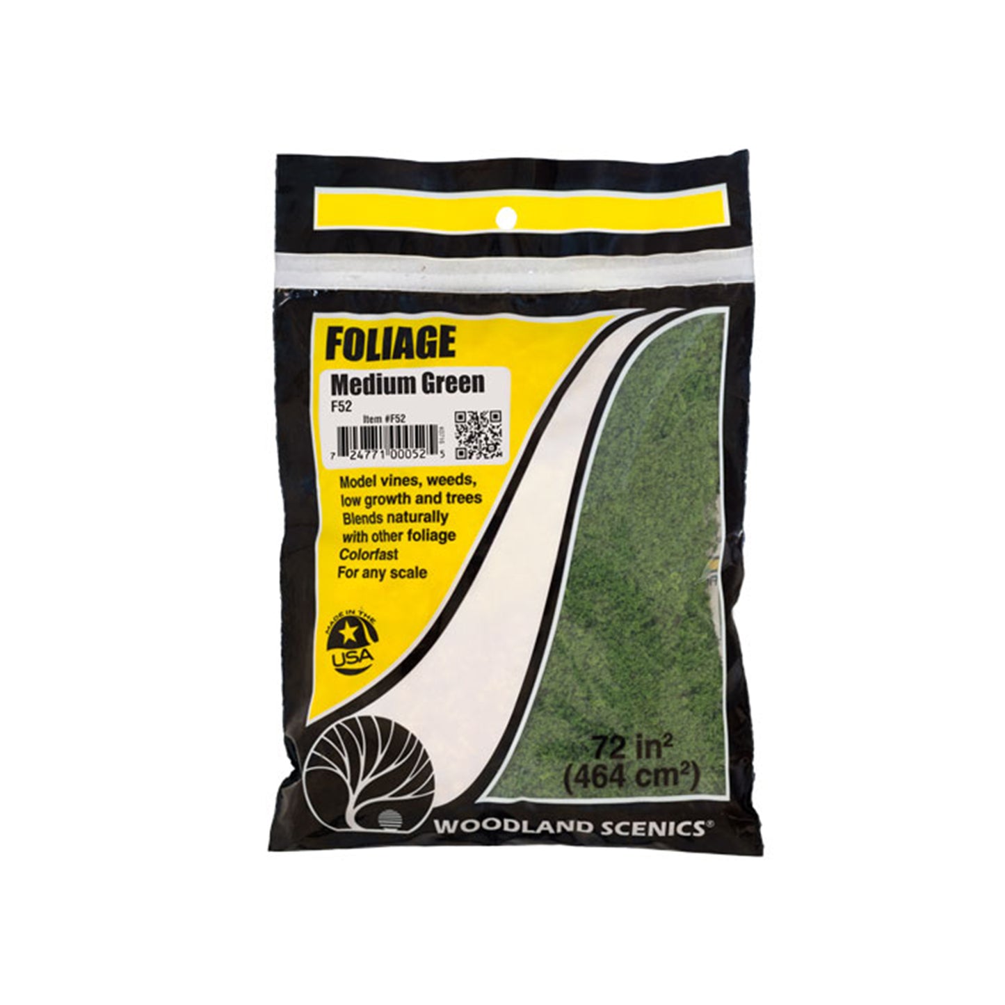 Woodland Scenics F52 Foliage, Medium Green 72 in²