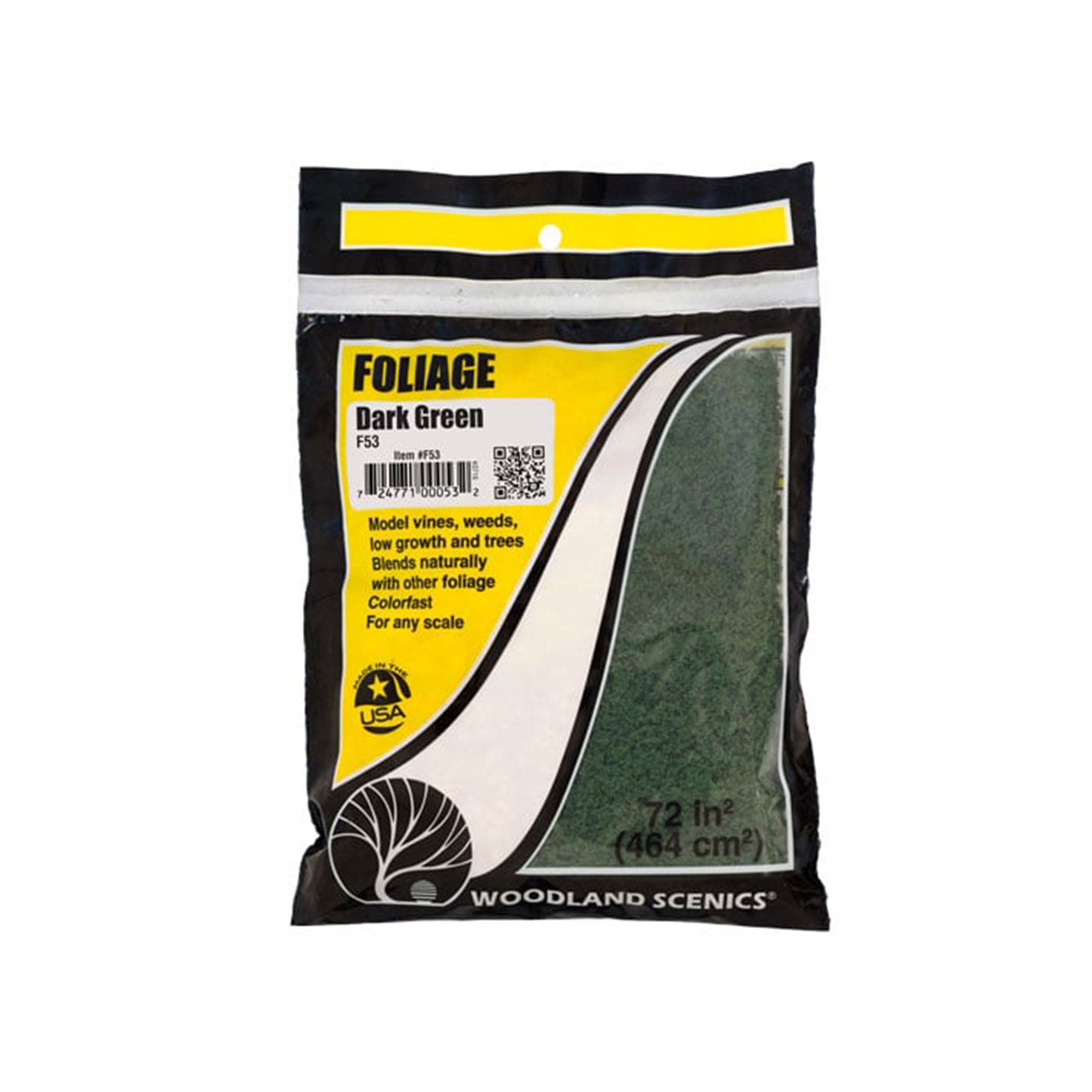 Woodland Scenics F53 Foliage, Dark Green 72 in²