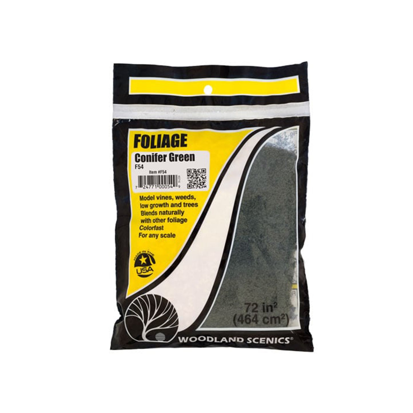 Woodland Scenics F54 Foliage, Conifer Green 72 in²