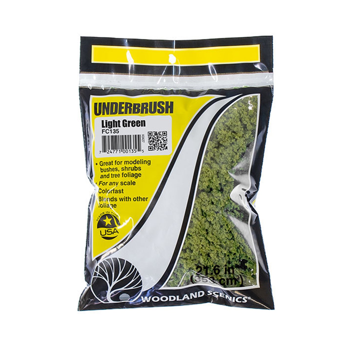 Woodland Scenics FC135 Underbrush, Light Green 21.6 in³ Bag