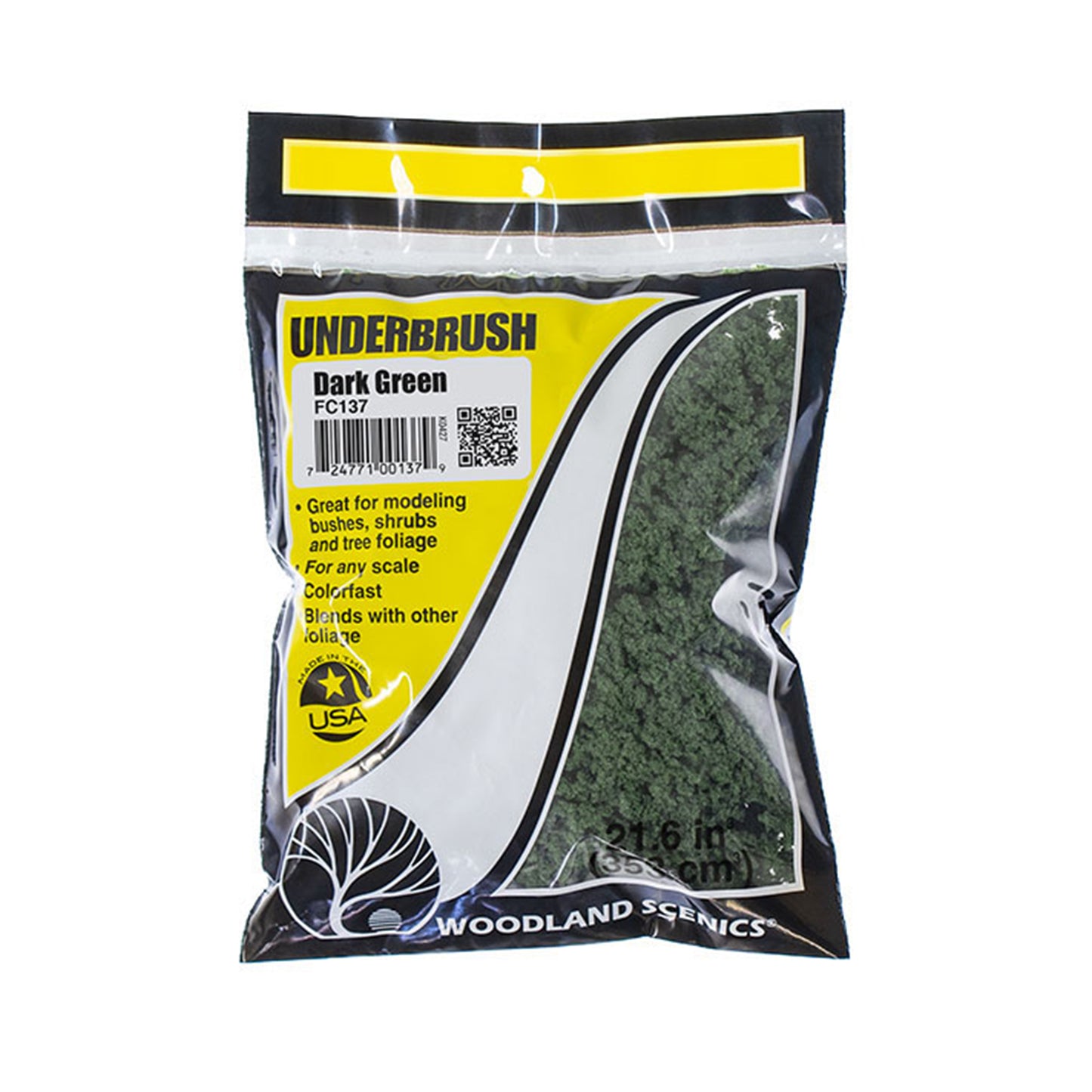 Woodland Scenics FC137 Underbrush, Dark Green 21.6 in³ Bag