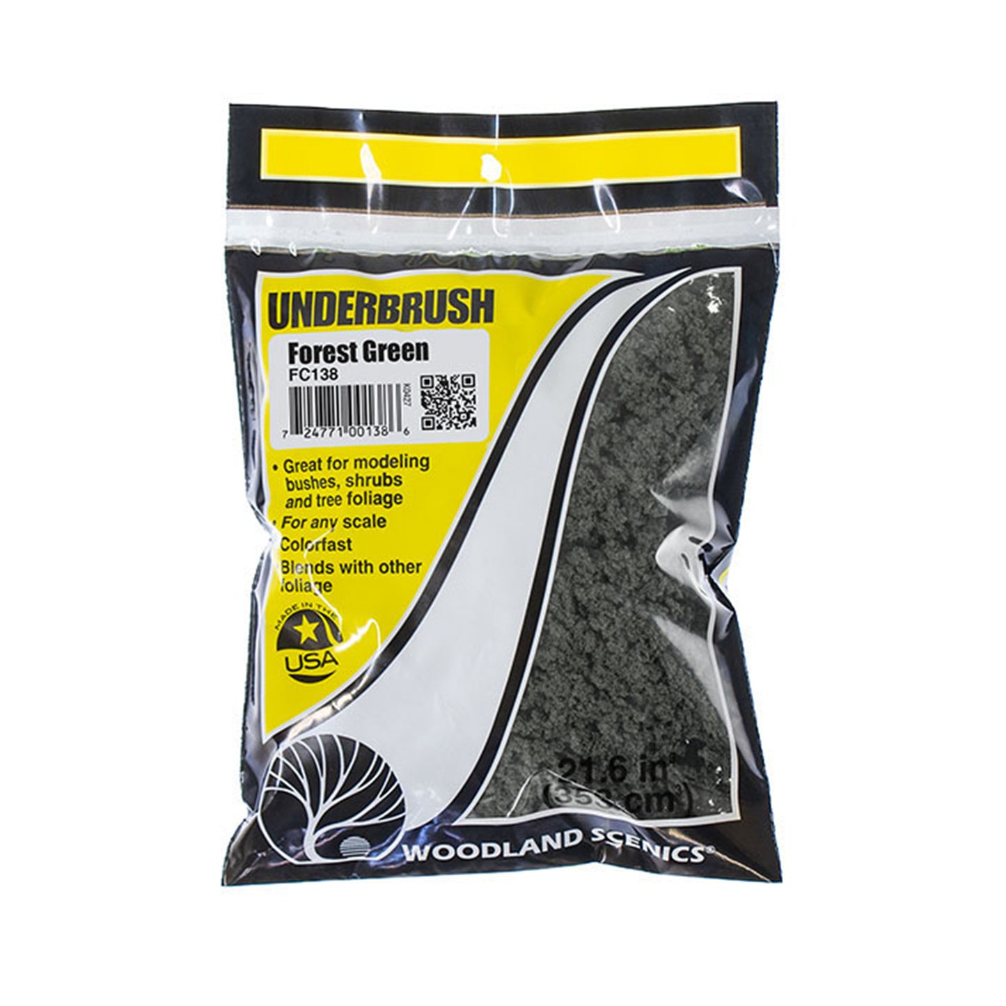 Woodland Scenics FC138 Underbrush, Forest Green 21.6 in³ Bag