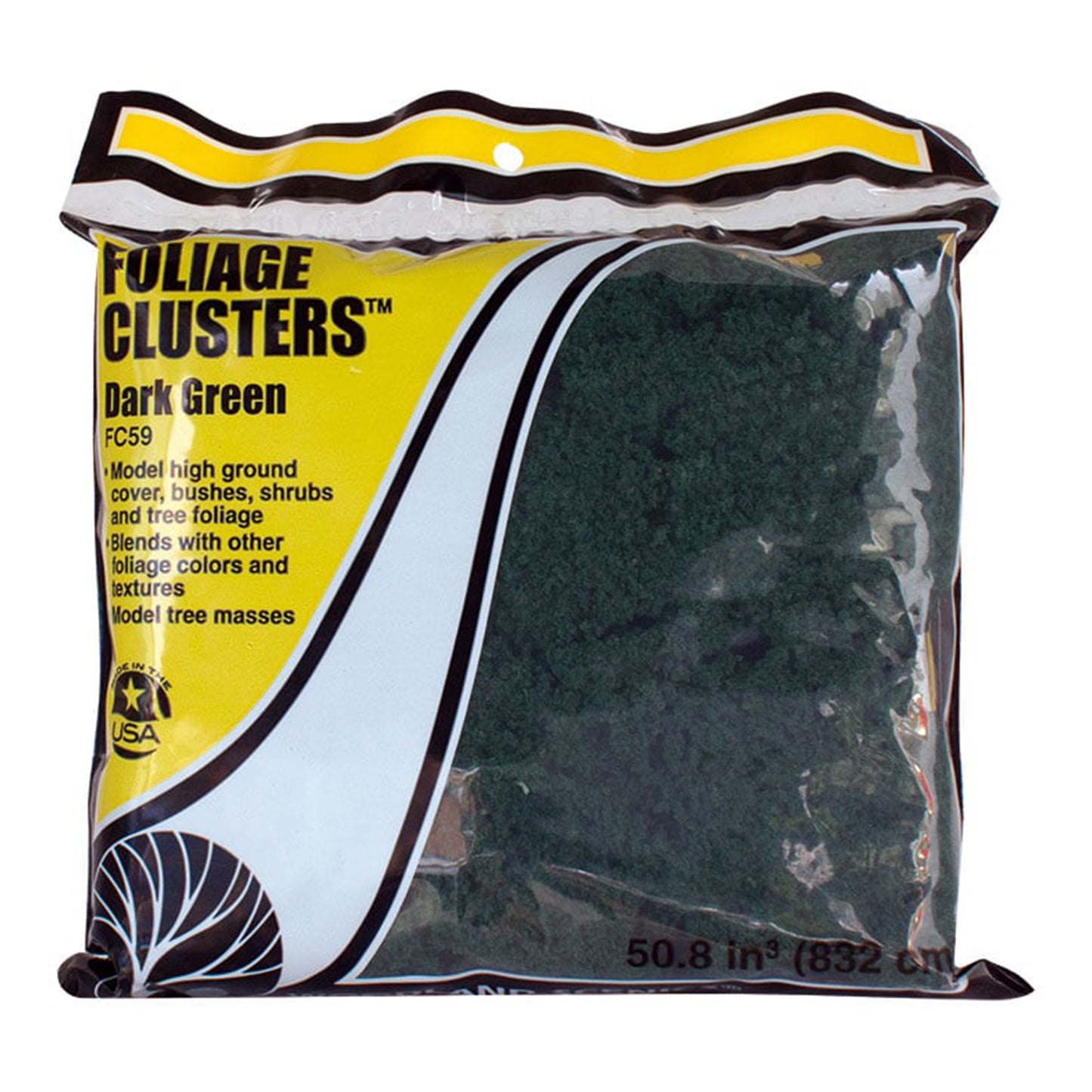 Woodland Scenics FC59 Foliage Clusters, Dark Green 50.8 in³