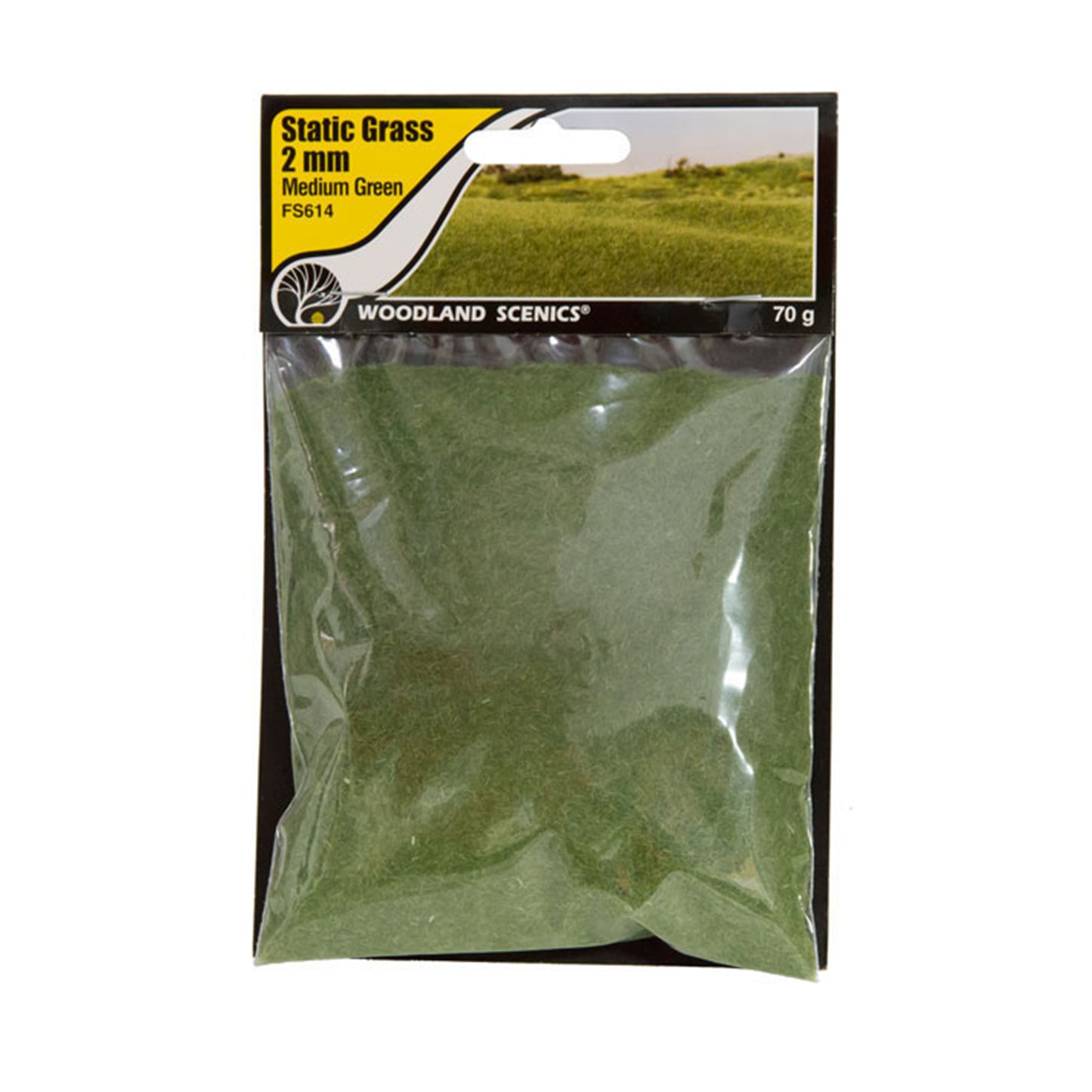 Woodland Scenics FS614 Static Grass, 2mm Medium Green 70g