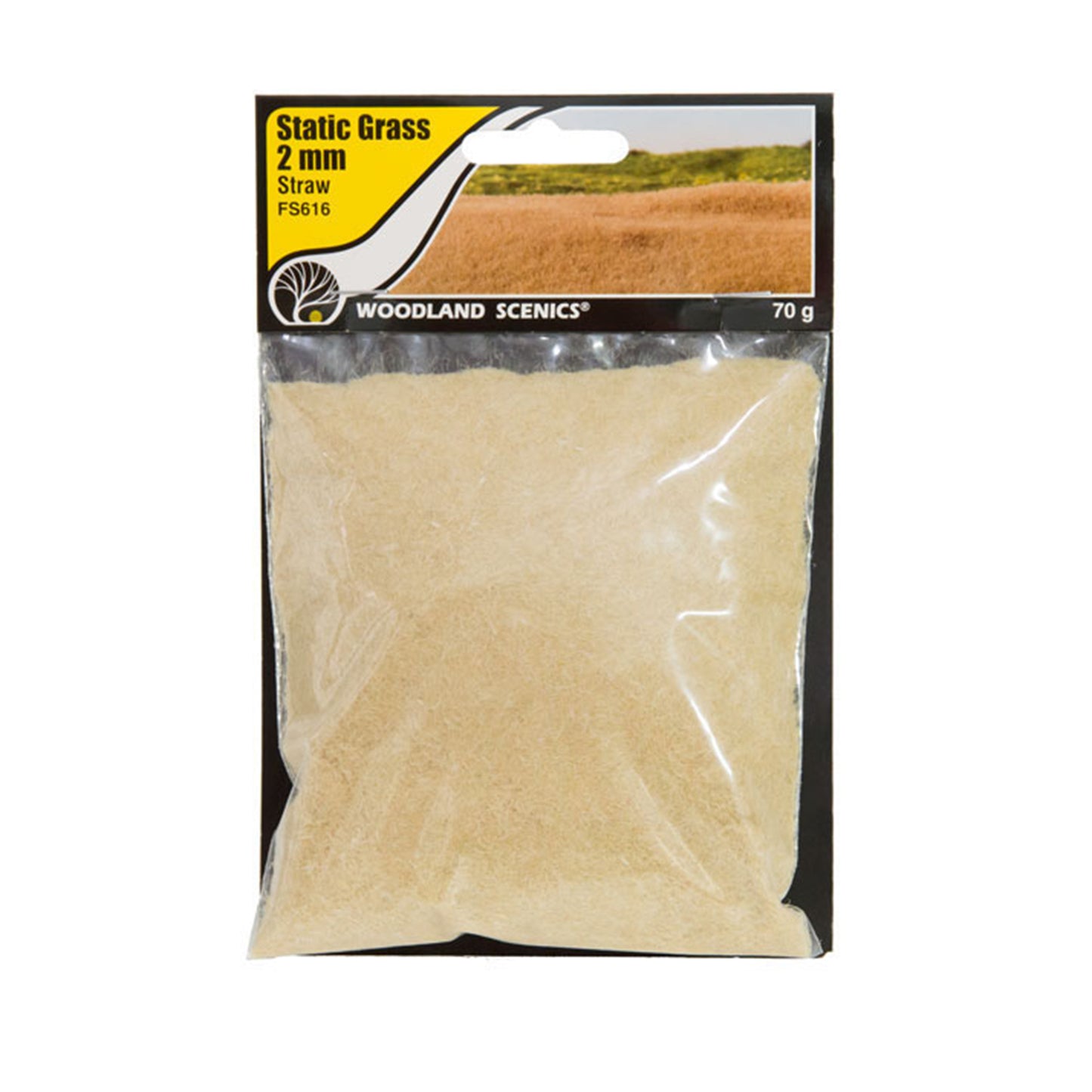 Woodland Scenics FS616 Static Grass, 2mm Straw 70g