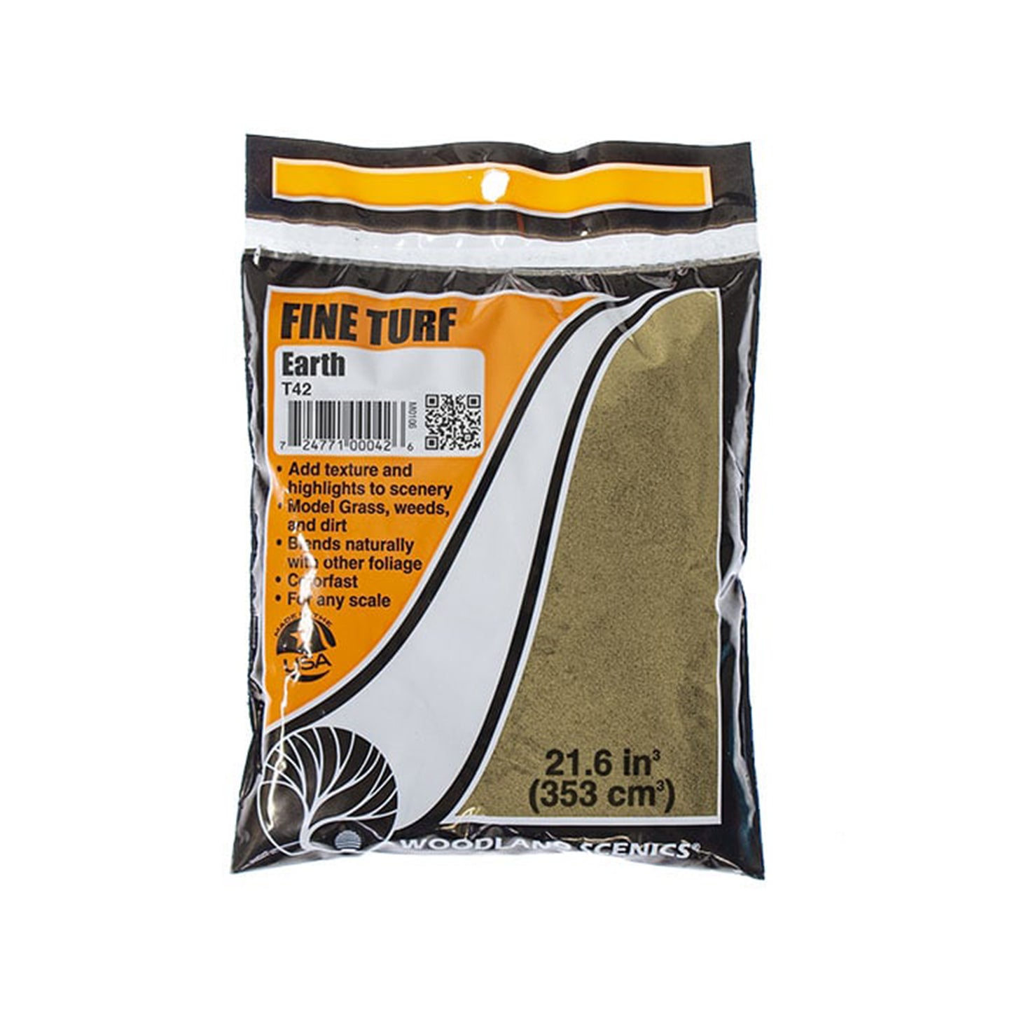 Woodland Scenics T42 Fine Turf, Earth 21.6 in³ Bag