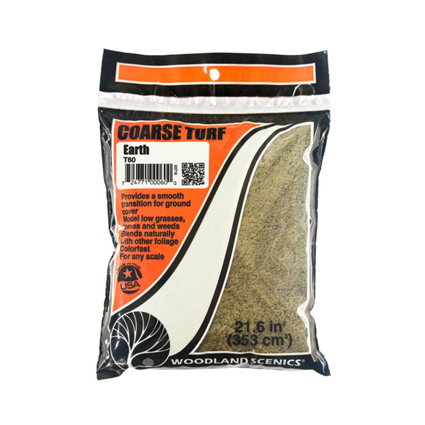Woodland Scenics T60 Coarse Turf, Earth 21.6 in³ Bag