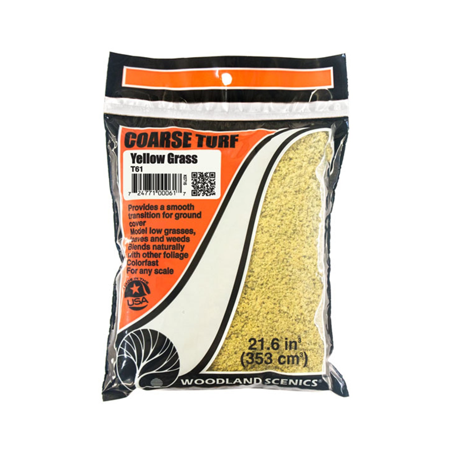 Woodland Scenics T61 Coarse Turf, Yellow Grass 21.6 in³ Bag