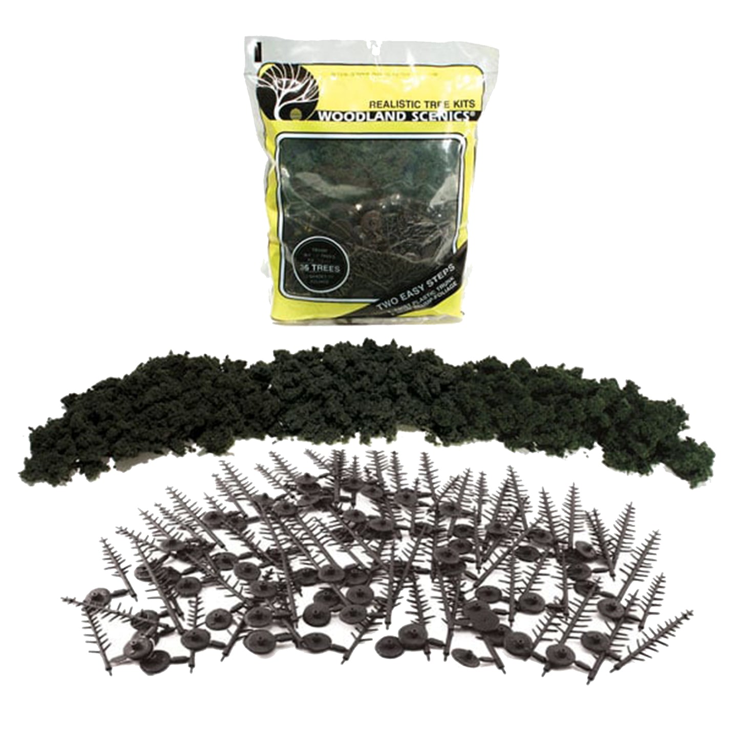 Woodland Scenics TR1104 Realistic Tree Kit, 42 Pine Trees 2-1/2-4" Conifer Green
