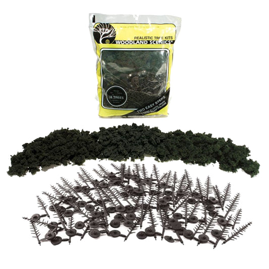 Woodland Scenics TR1104 Realistic Tree Kit, 42 Pine Trees 2-1/2-4" Conifer Green
