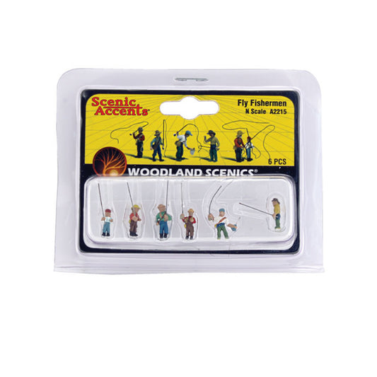 Woodland Scenics A2215 N Figures, Fly Fishermen 6pcs