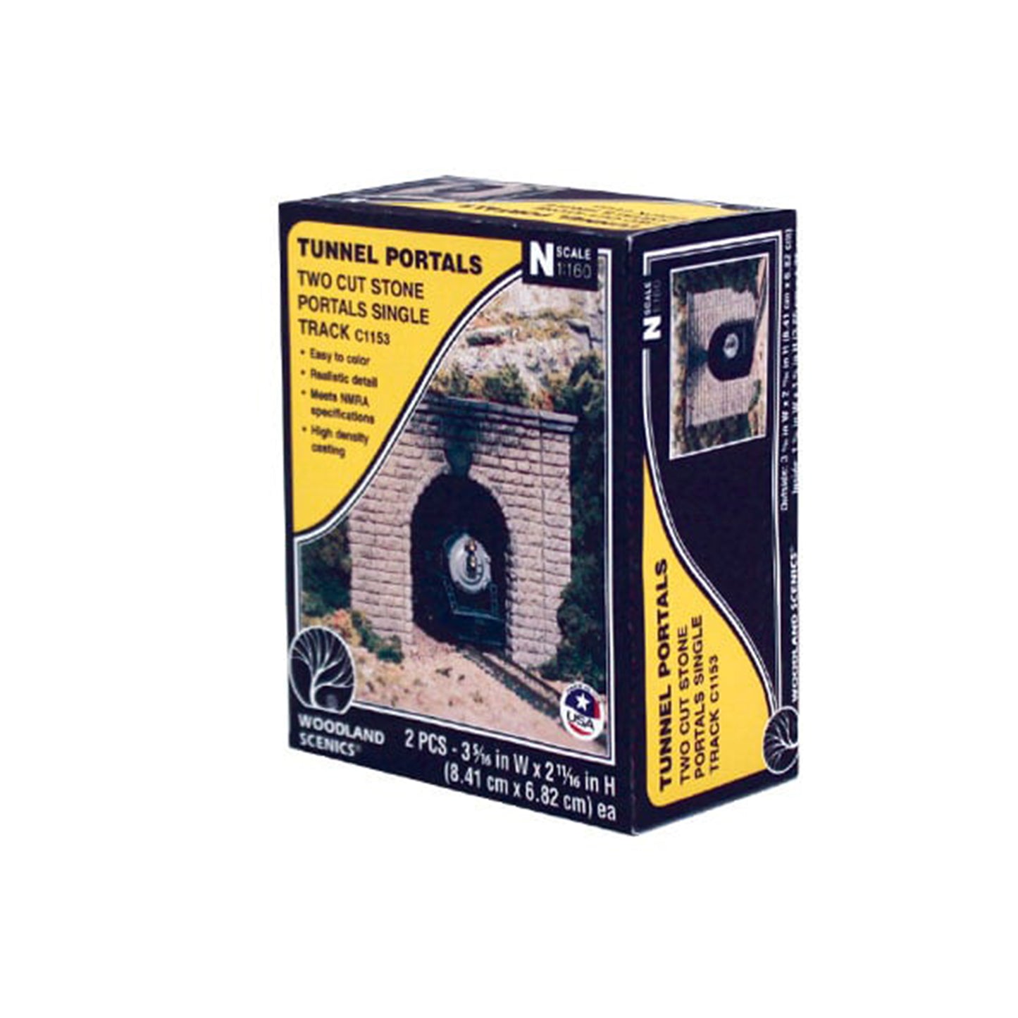 Woodland Scenics C1153 N Tunnel Portals, Cut Stone Single Track 2pcs