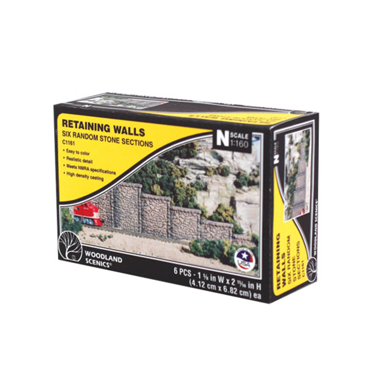 Woodland Scenics C1161 N Retaining Walls, Random Stone 6pcs