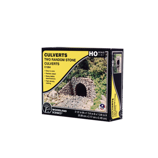 Woodland Scenics C1264 HO Culverts, Random Stone 2pcs