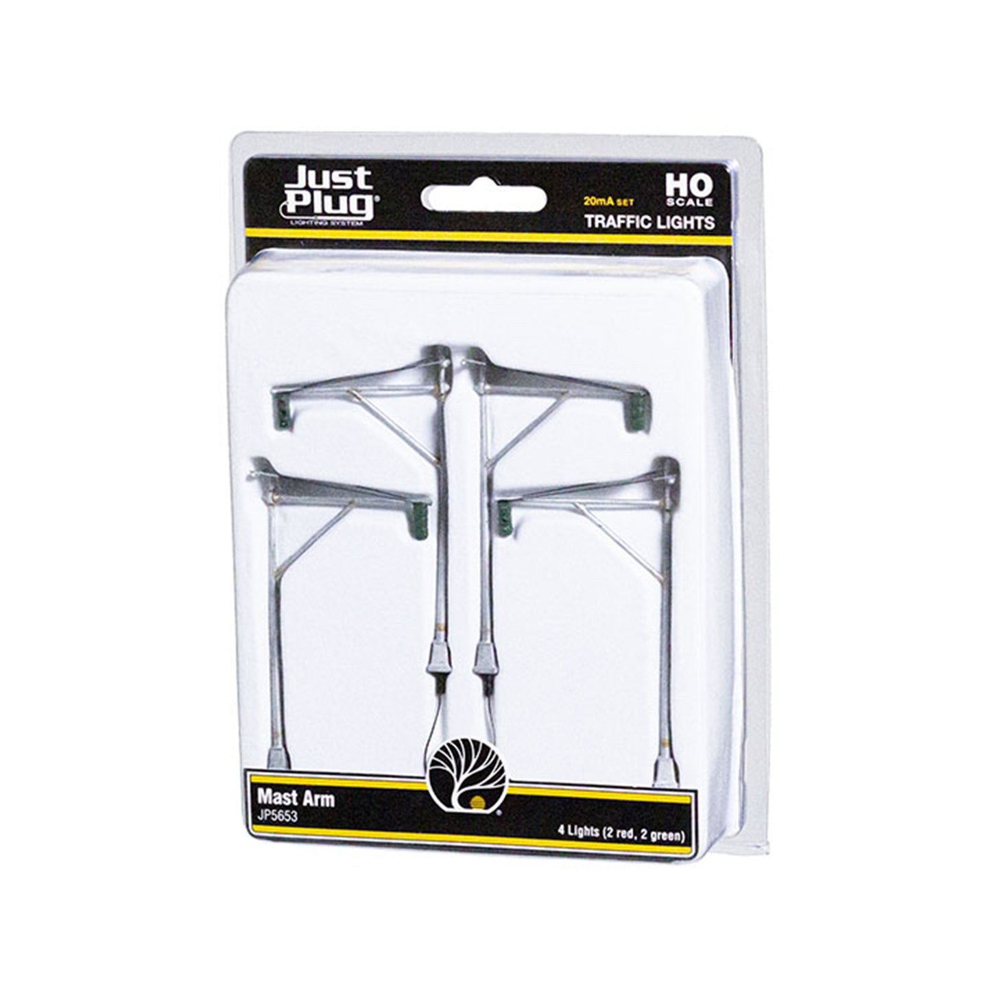 Woodland Scenics JP5653 HO Just Plug® Lighting System Mast Arm Traffic Lights, 4pk (2 Red 2 Green)